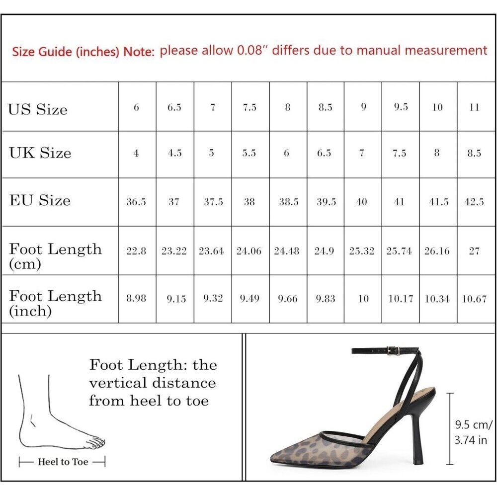 Close Toe Ankle Strap Women Leopad Heel Pointed Toe Stiletto Pumps Wedding Shoes - Picture 7 of 7